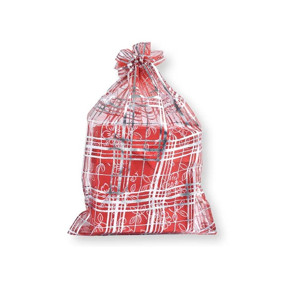 Organza tasak bordó - kockás 108x160 mm