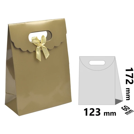 Arany papírtáska lehajtott fedéllel 123x172x60 mm