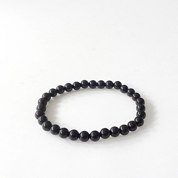 Fekete obszidián női - férfi karkötő 6 mm