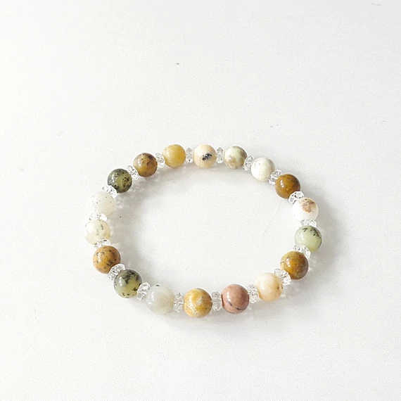 Merlinit - hegyikristály  karkötő 8 mm