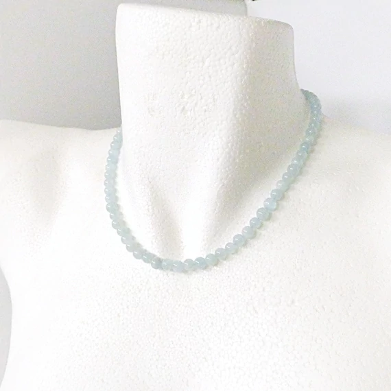 Akvamarin nyaklánc 6 mm 43 cm