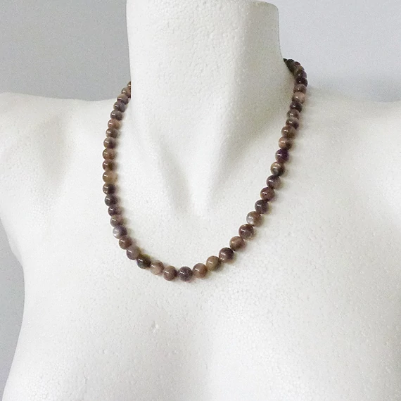 Fekete holdkő nyaklánc 8 mm 50 cm