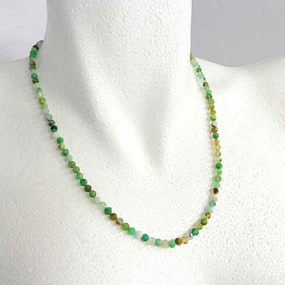 Krizopráz AB fazettált lánc 4 mm 50 cm