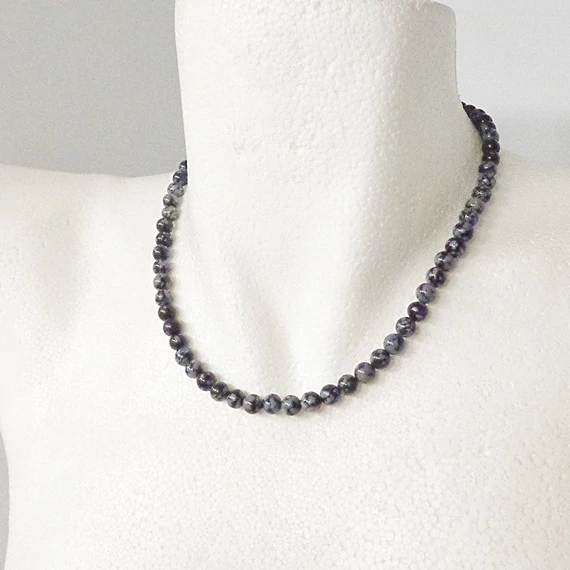 Hópehely obszidián női - férfi lánc 6 mm 42 cm