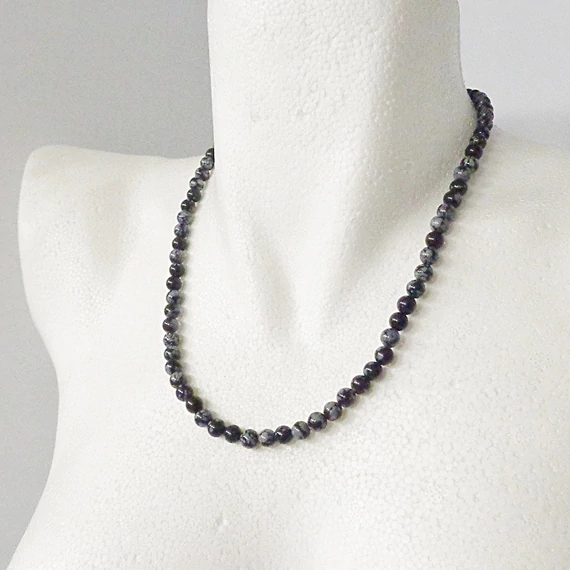 Hópehely obszidián női - férfi lánc 6 mm 50 cm