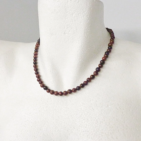 Mahagóni obszidián női - férfi lánc 6 mm 42 cm