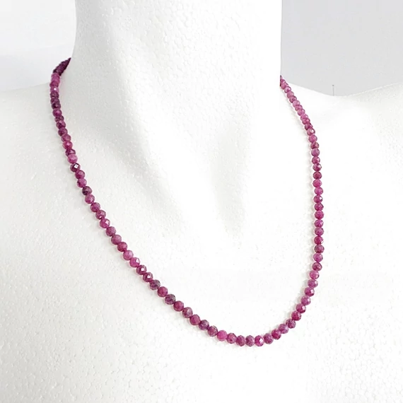 Rubin fazettált lánc 4 mm 50 cm