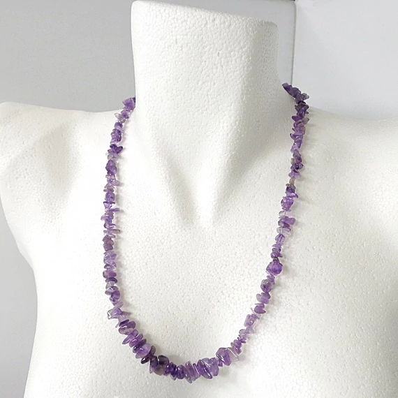 Ametiszt szemcsés lánc 60 cm