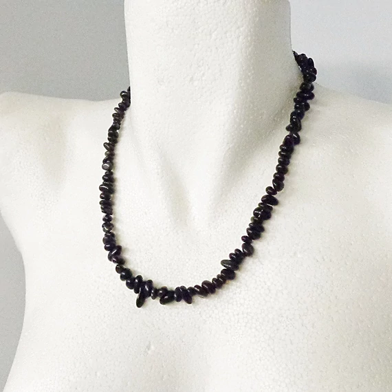 Fekete obszidián szemcsés lánc 50 cm