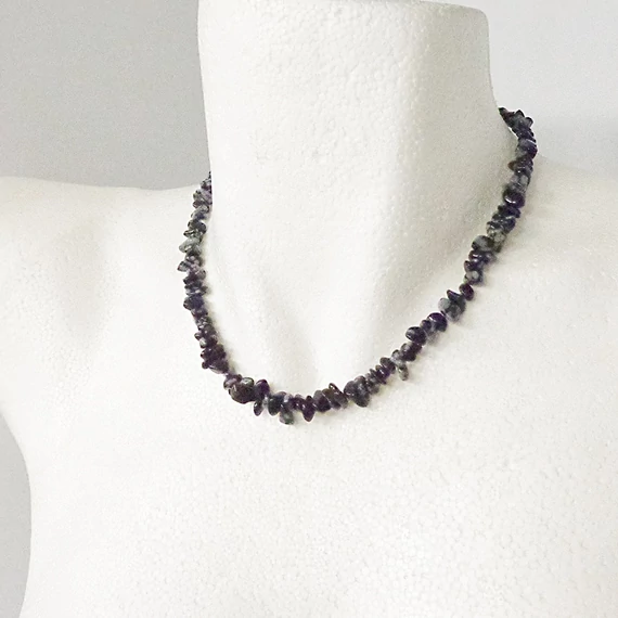 Hópehely obszidián szemcsés lánc 42 cm