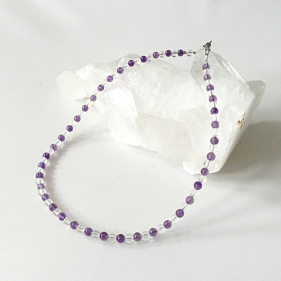 Gyermek lánc ametiszt - hegyikristály  4 mm
