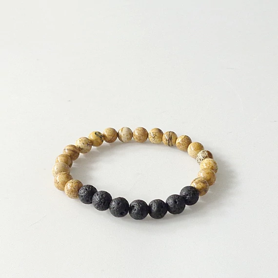 Gyermek képjáspis - lávakő karkötő