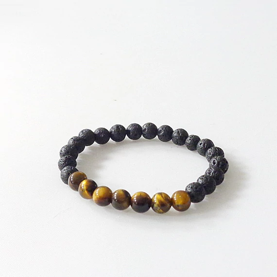 Gyermek lávakő - tigrisszem karkötő