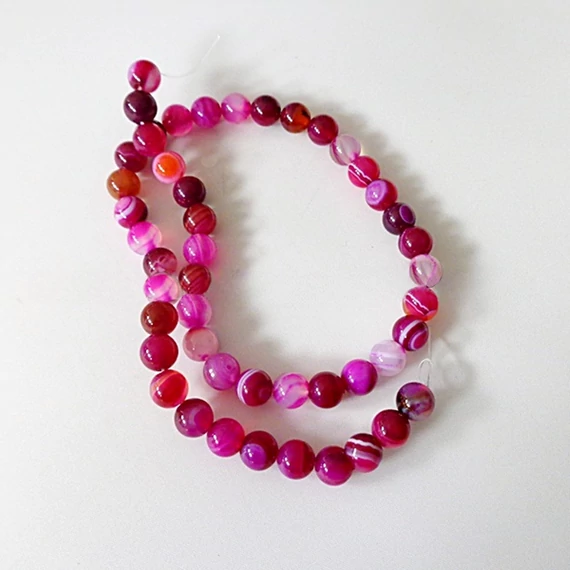 Achát festett pink szál 8 mm