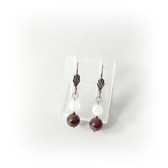 Gránát-repesztett hegyikristály fülbevaló