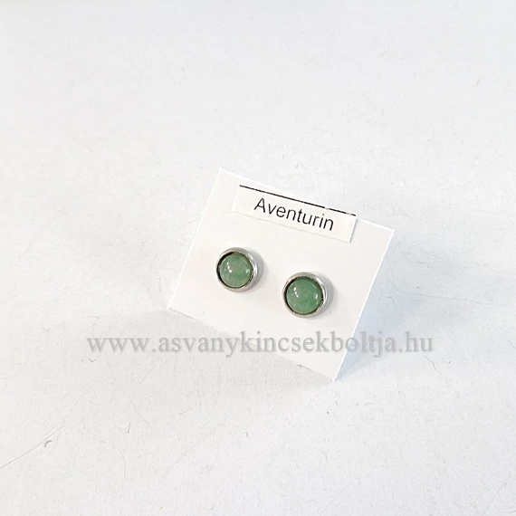 Aventurin pötty fülbevaló nemesacél foglalatban 6 mm