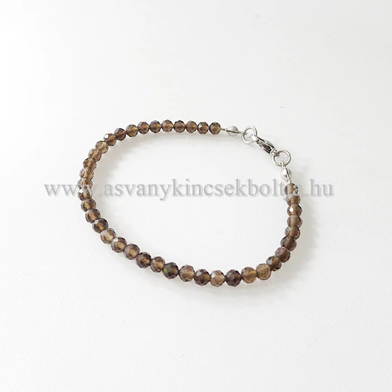 Füstkvarc fazettált karlánc 4 mm