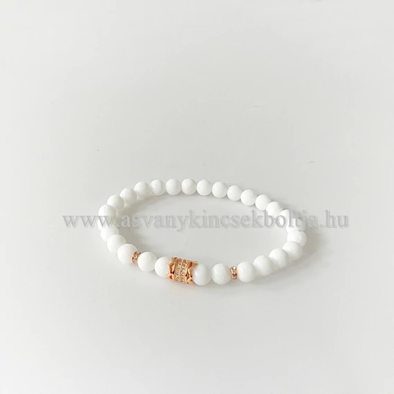 Tejkvarc karkötő rosegold köztessel 6 mm
