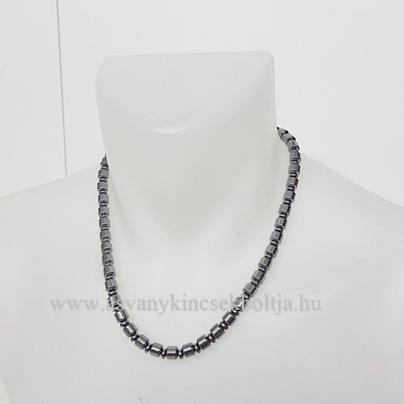 Férfi hematit nagyhordós lánc 50 cm