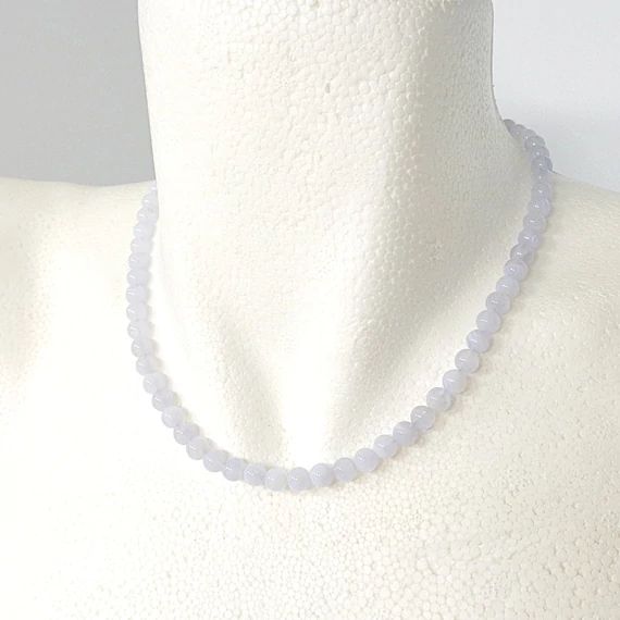 Kalcedon lánc 6 mm 42 cm