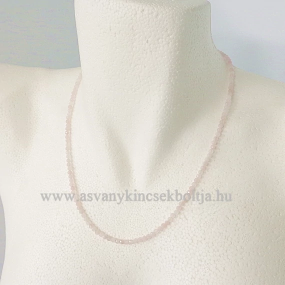 Rózsakvarc fazettált lánc 4 mm 50 cm