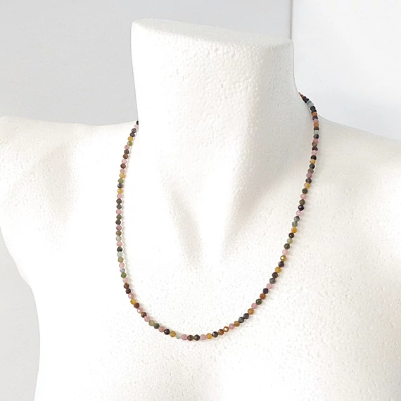 Színes turmalin fazettált lánc 4 mm 50 cm