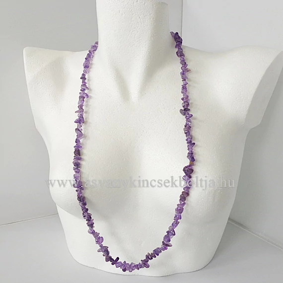 Ametiszt szemcsés lánc 88 cm
