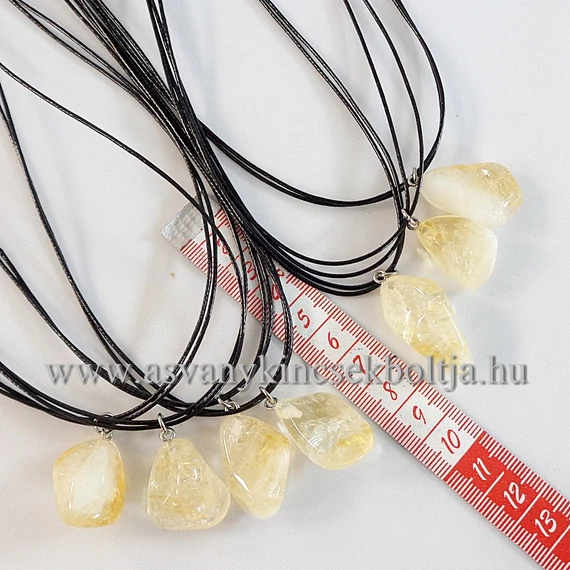 Citrin csapos medál 50 cm dupla viaszolt szálon