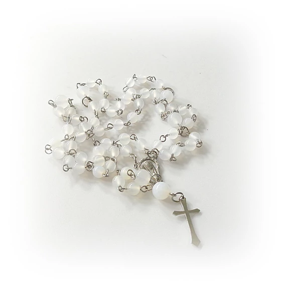 Fehér achát rózsafüzér 