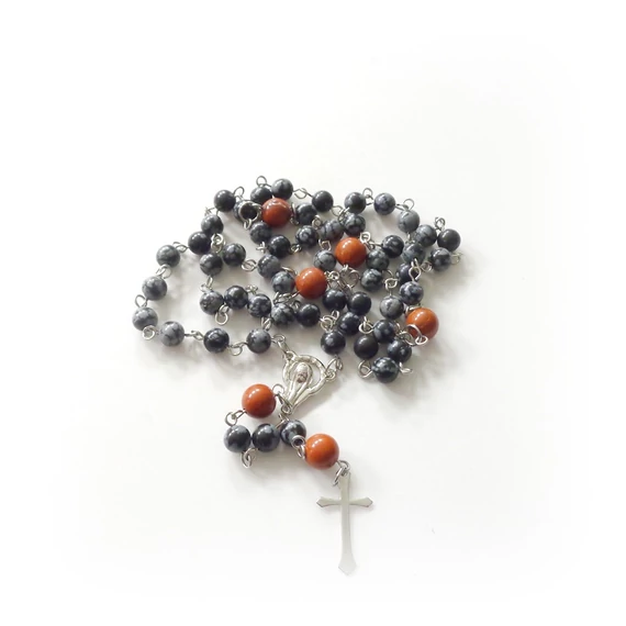 Hópehely obszidián rózsafüzér