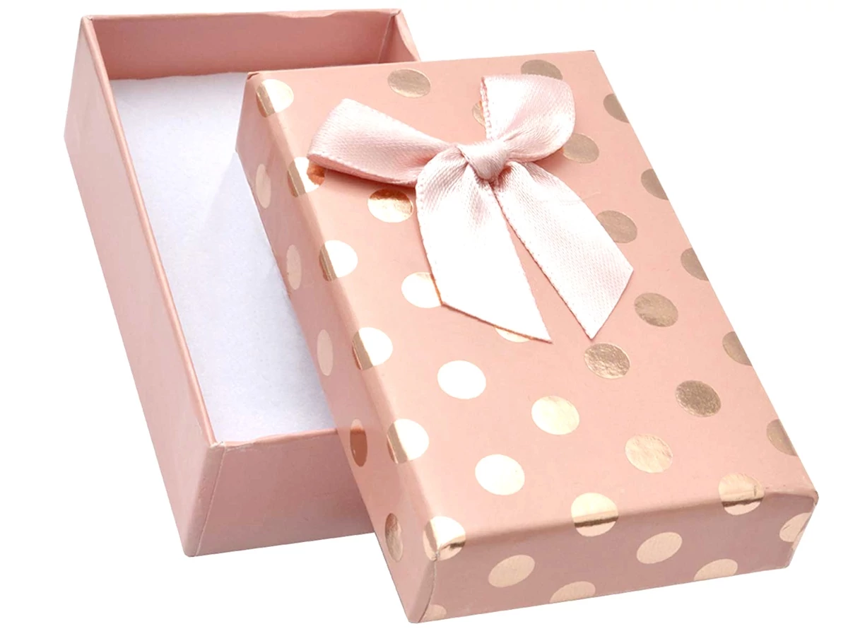 Díszdoboz rózsaszín pöttyös 50x80x25 mm