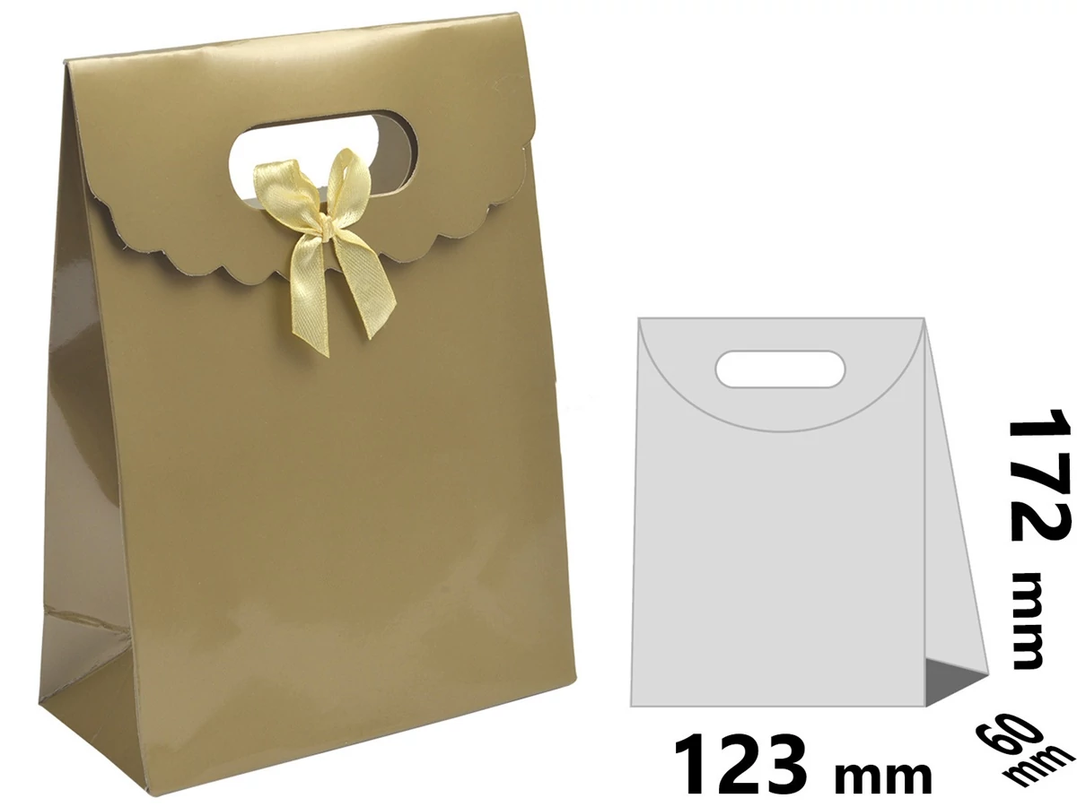 Arany papírtáska lehajtott fedéllel 123x172x60 mm