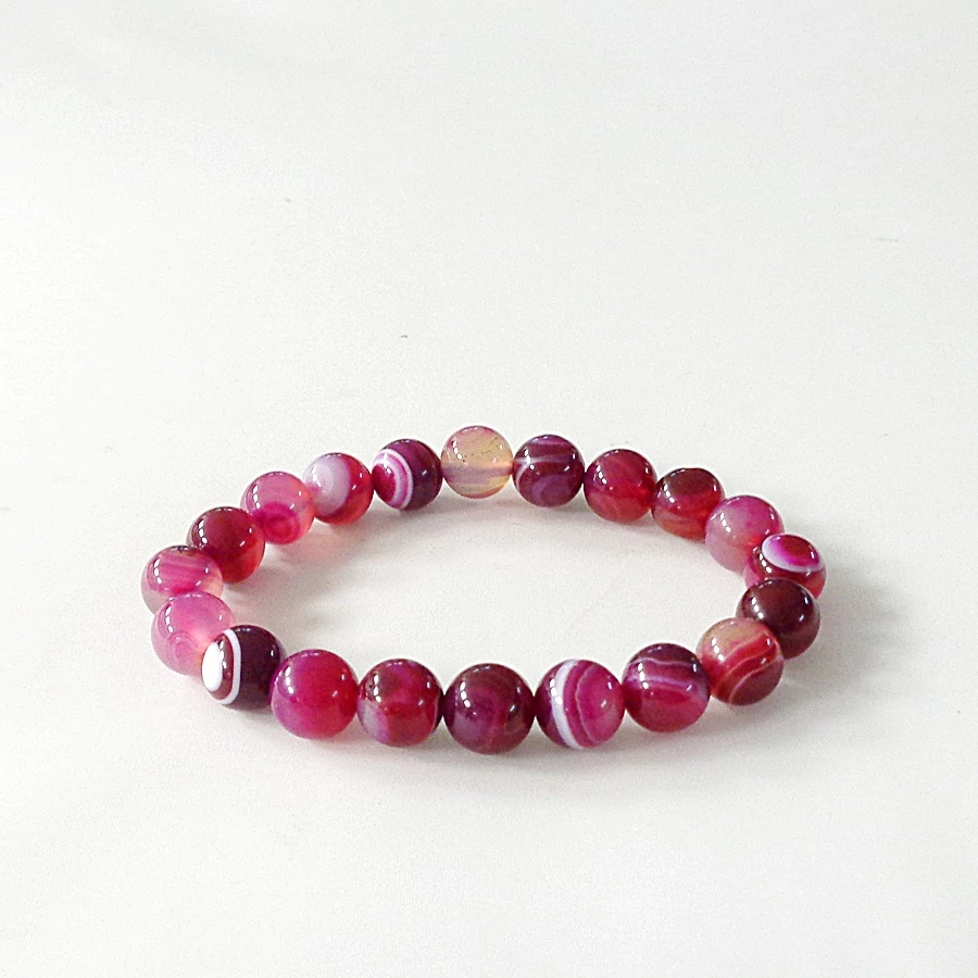 Festett pink achát karkötő 10 mm