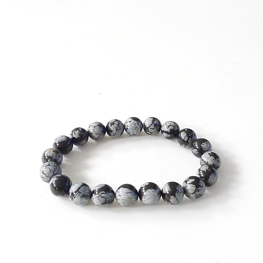 Hópehely obszidián női - férfi karkötő 10 mm