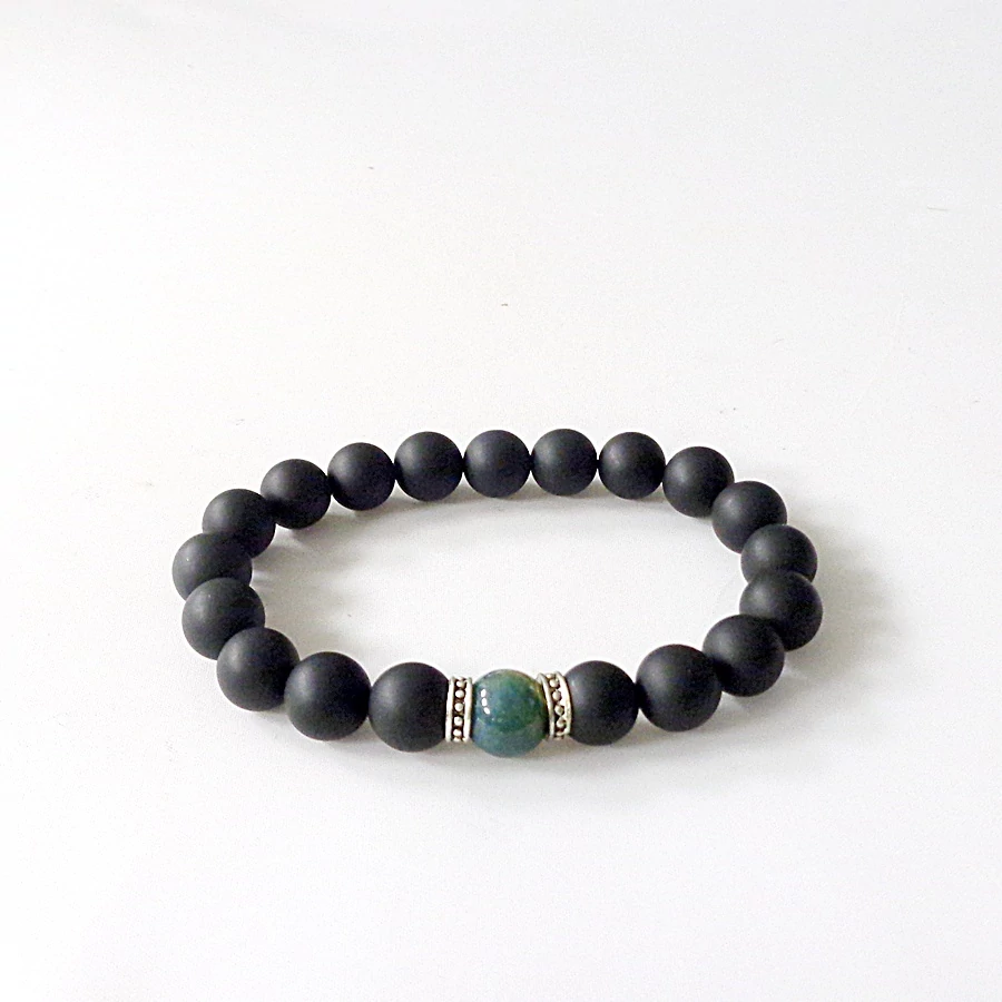 Matt ónix - mohaacháttal  női - férfi karkötő 10 mm