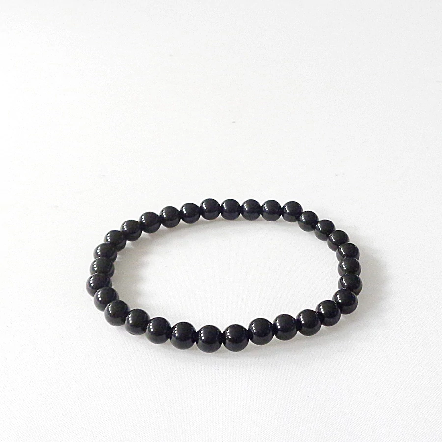Fekete obszidián női - férfi karkötő 6 mm