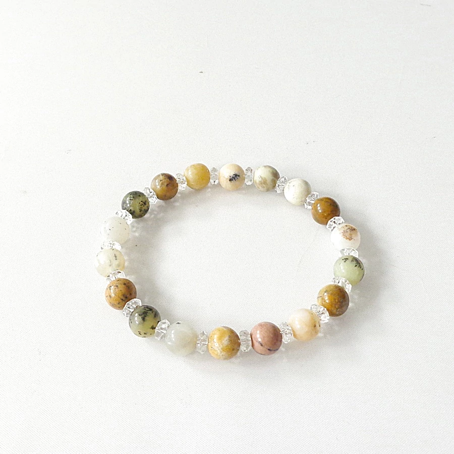 Merlinit - hegyikristály  karkötő 8 mm