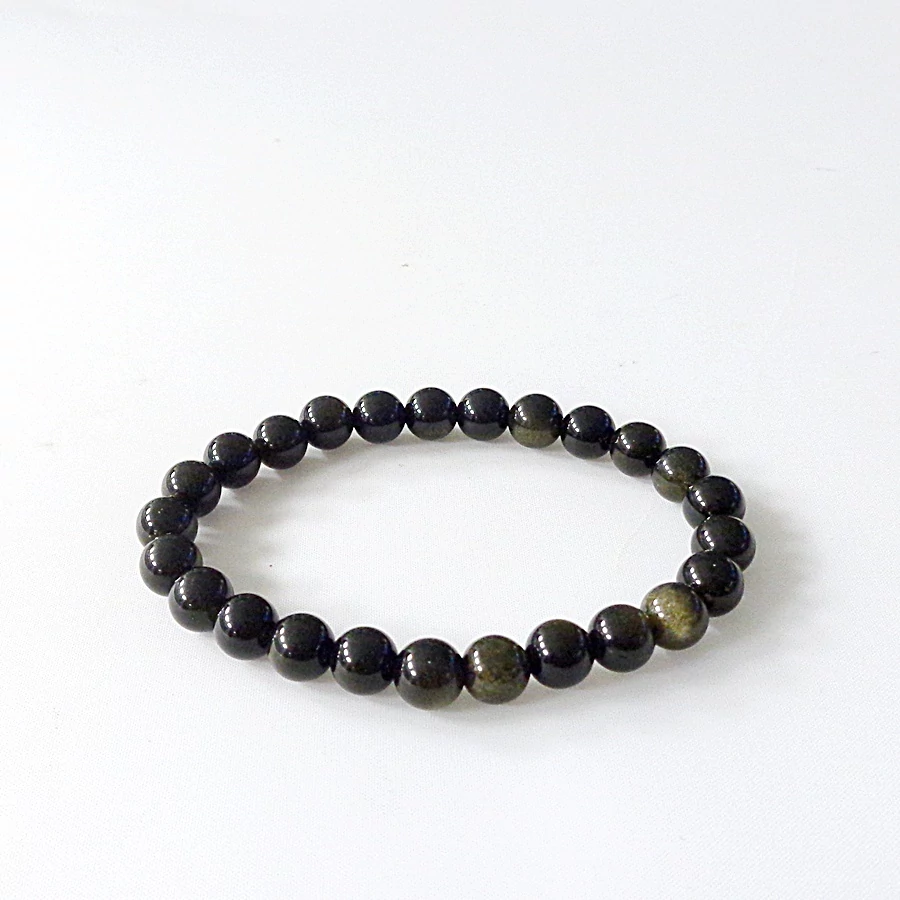 Ezüst obszidián női - férfi karkötő 8 mm