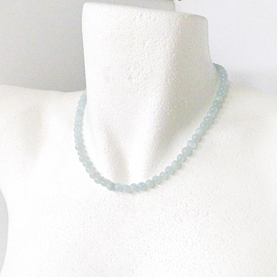 Akvamarin nyaklánc 6 mm 43 cm