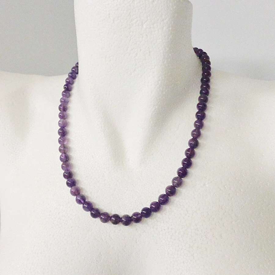 Ametiszt lánc 8 mm 50 cm