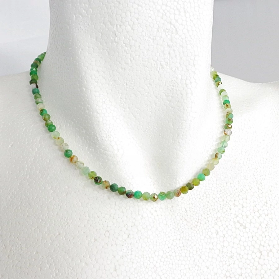 Krizopráz AB fazettált lánc 4 mm 42 cm