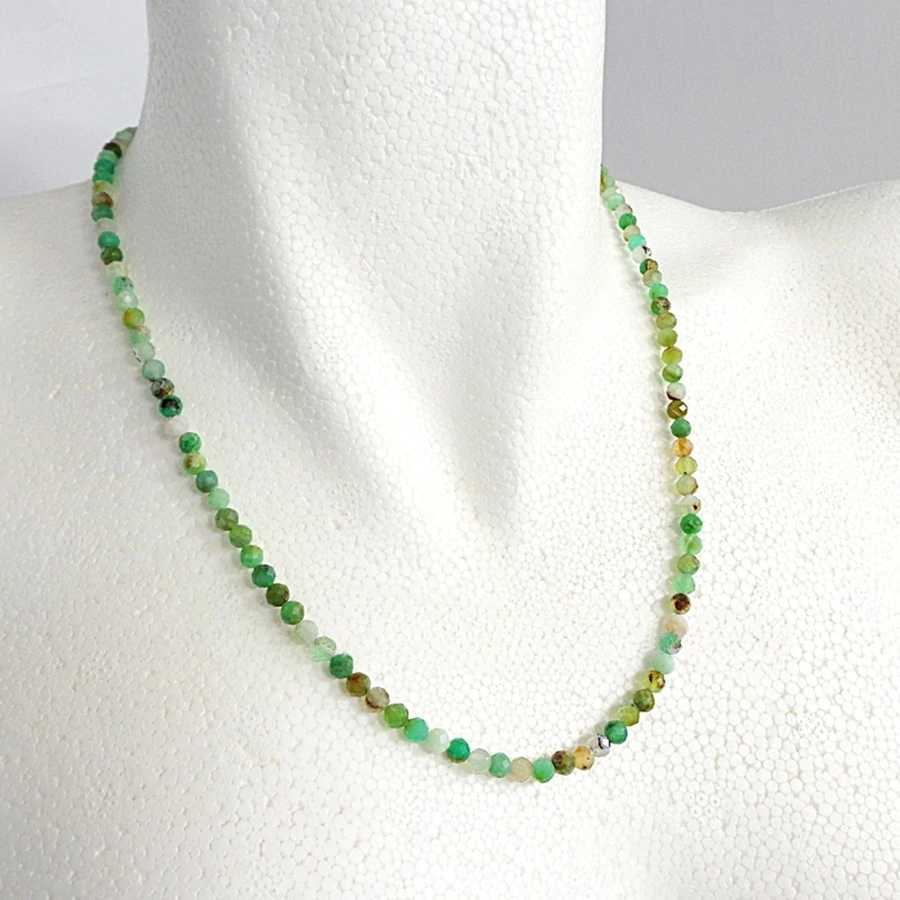 Krizopráz AB fazettált lánc 4 mm 50 cm