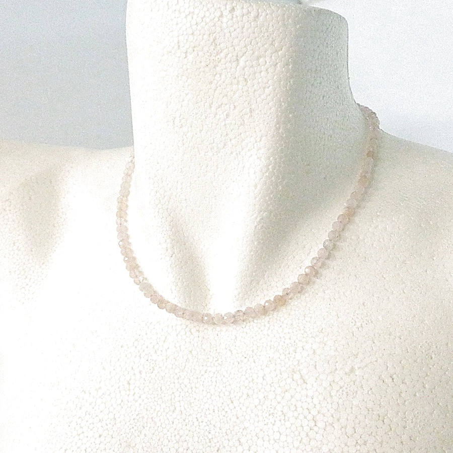 Morganit fazettált nyaklánc 4 mm 42 cm