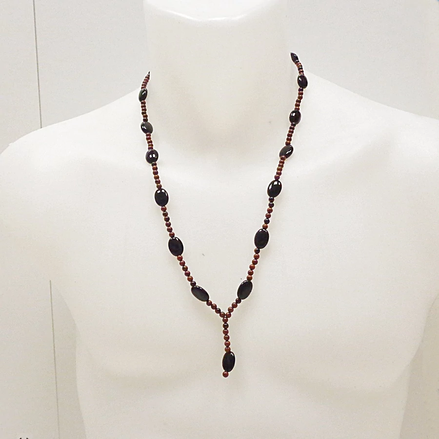 Mahagóni obszidián és ónix férfi nyaklánc