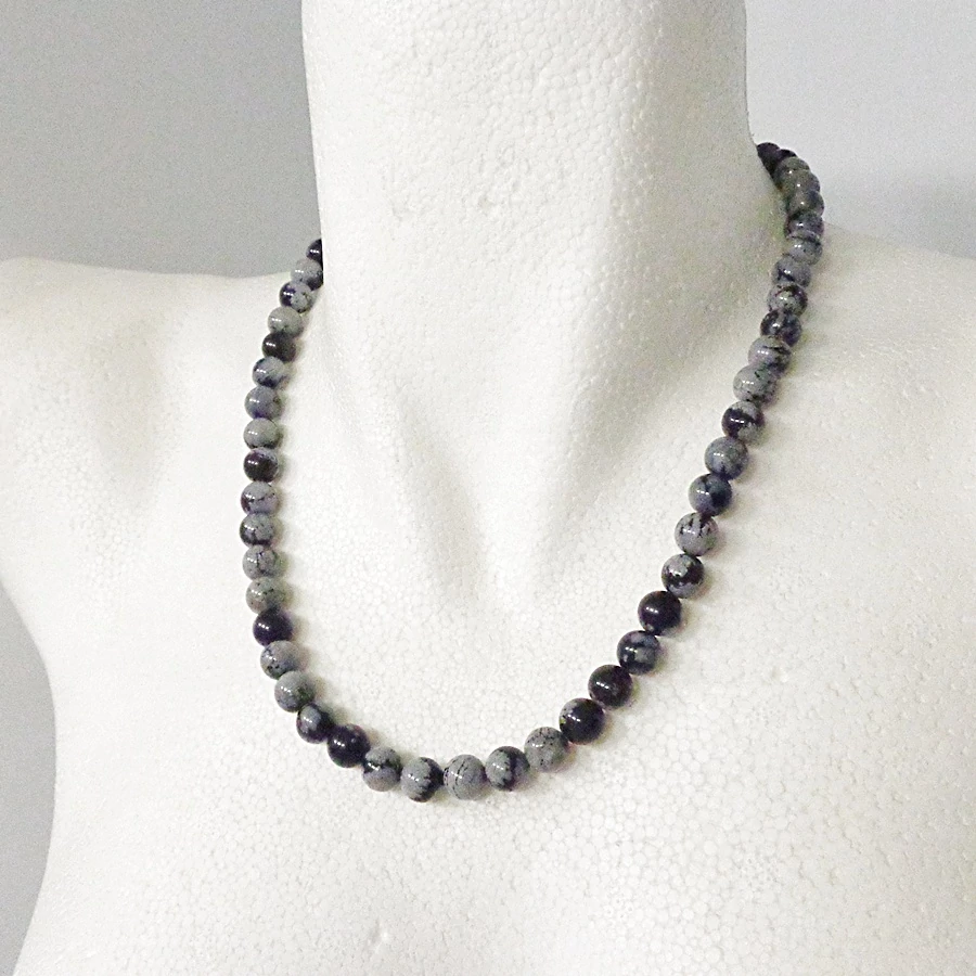 Hópehely obszidián női - férfi lánc 8 mm 50 cm