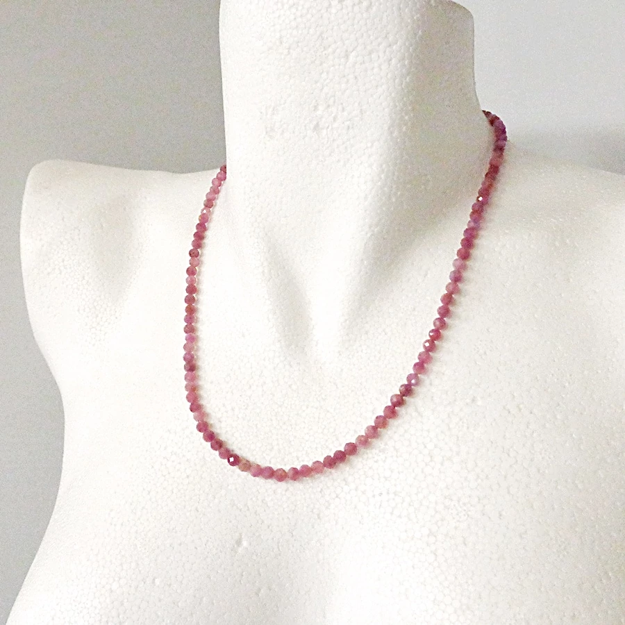 Világos vörös turmalin fazettált lánc 4 mm 50 cm