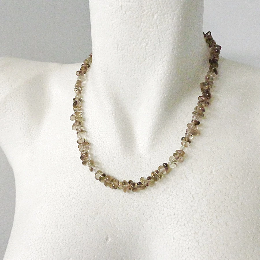 Füstkvarc szemcsés lánc 48 cm