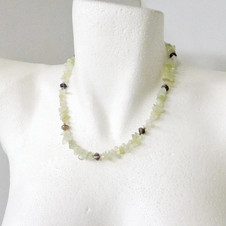 Jáde - achát szemcsés lánc