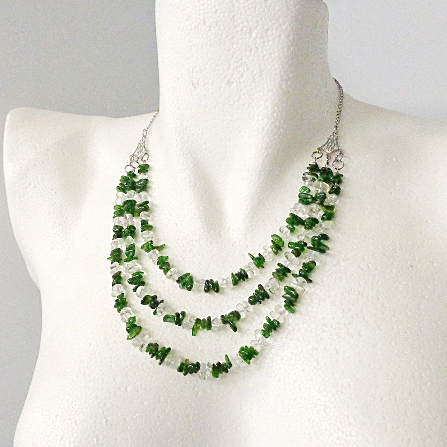 Króm-diopszid - hegyikristály 3 soros lánc