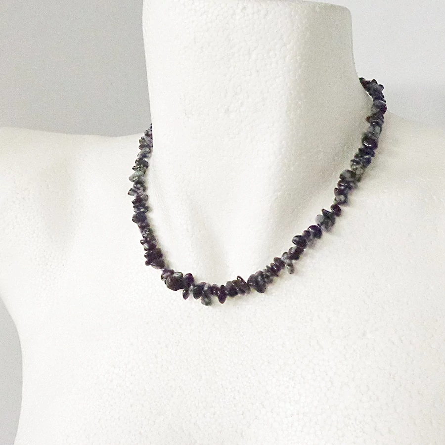 Hópehely obszidián szemcsés lánc 42 cm